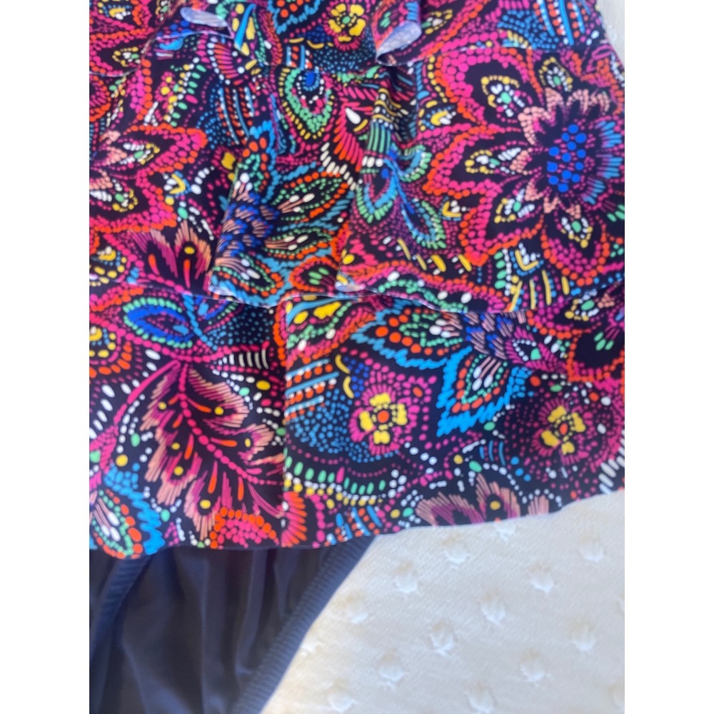 NWT Swim Solutions Paisley Tiered Tummy Control One Piece Swimsuit 12 Swim Skirt - Picture 5 of 9